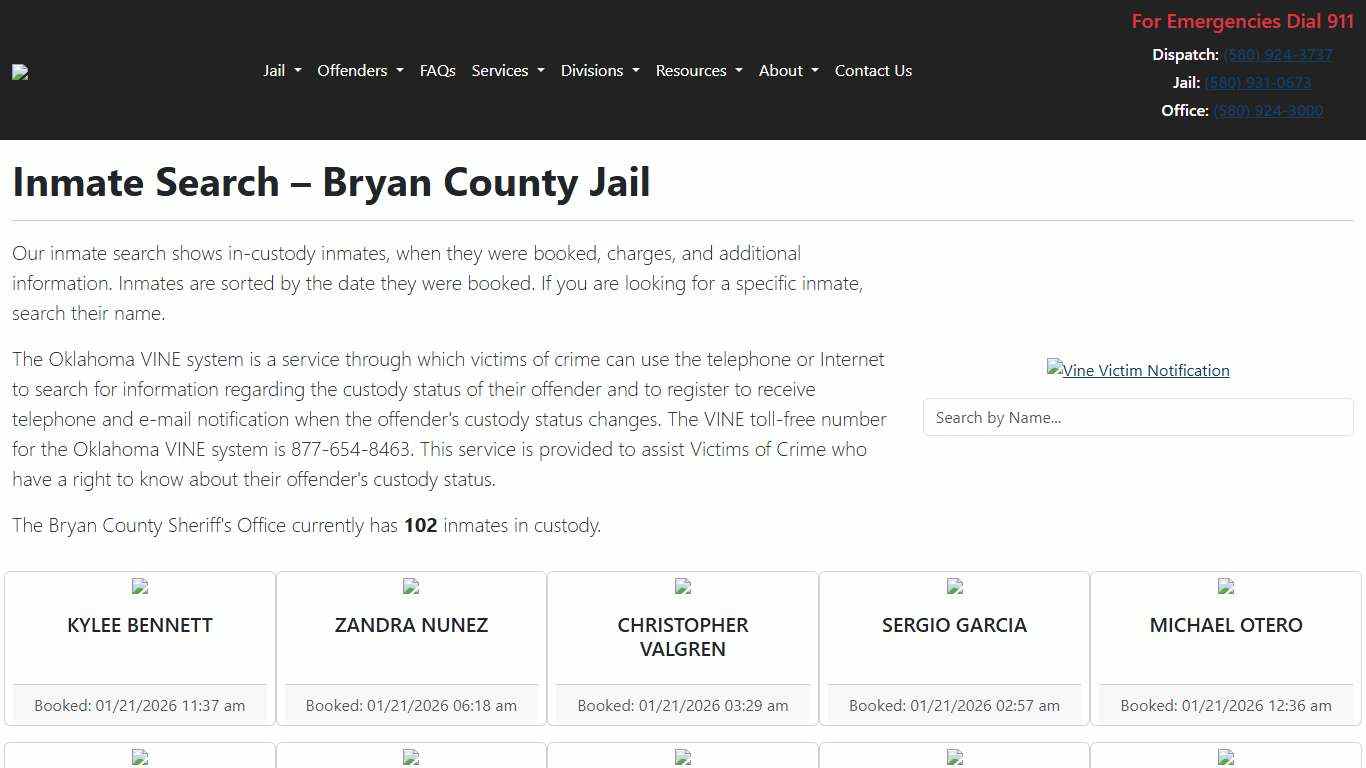 Inmate Search | Bryan County Sheriff's Office